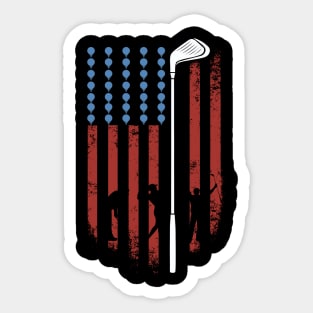 Golf American Flag Gift Golf Usa Lovers Gift Sticker